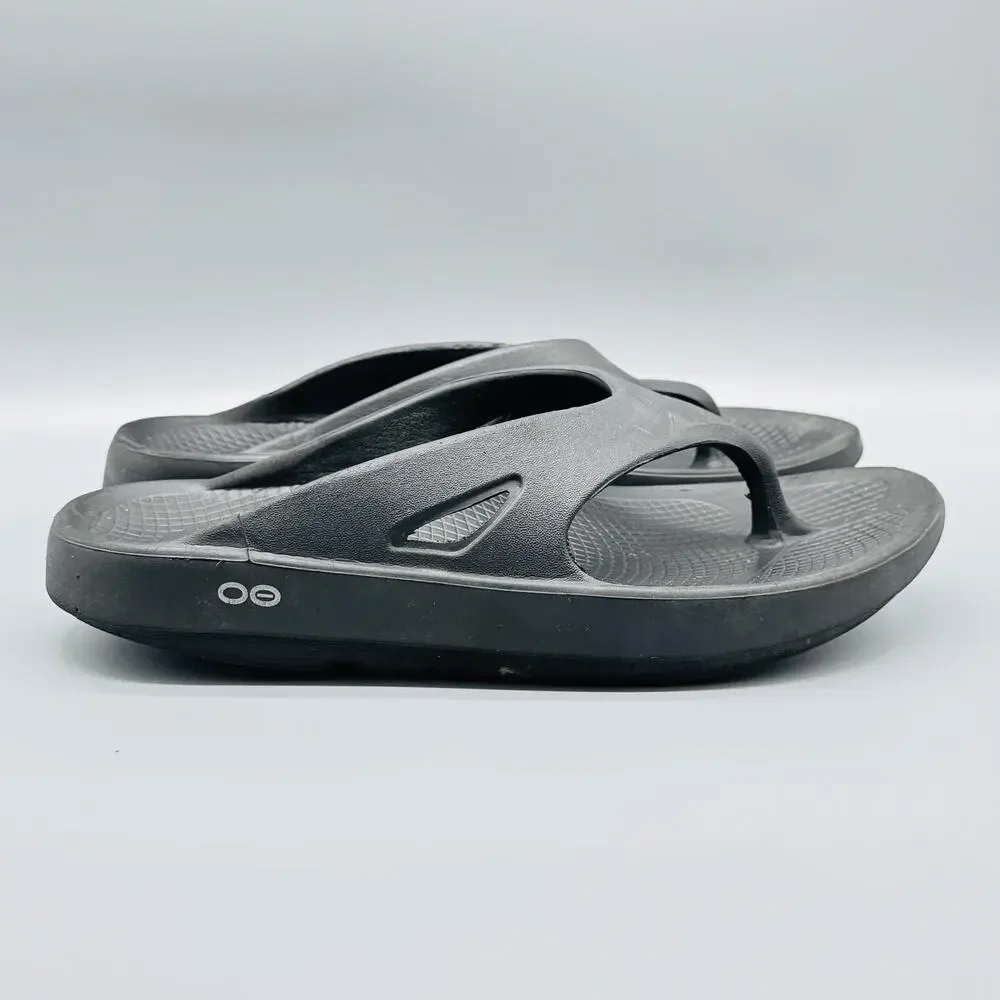 OOFOS Sandals Shoes Mens 9 Black Recovery Flip Flops Comfort OOriginal Thong